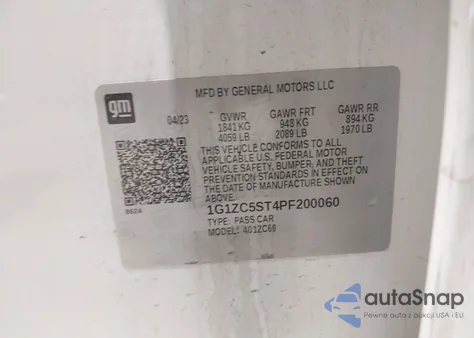 2023 Chevrolet Malibu Fwd 1Fl z USA, uszkodzony, nr VIN 1G1ZC5ST4PF200060